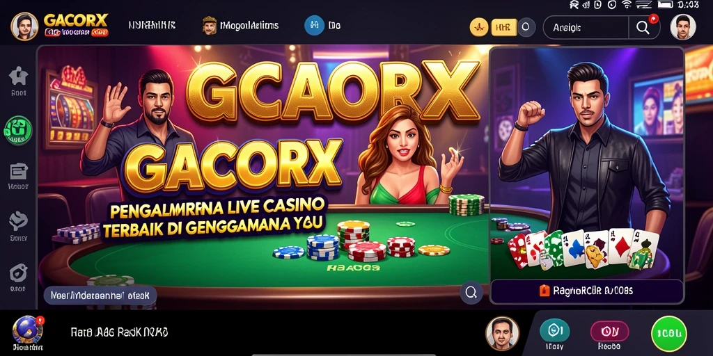 Screenshot GACORX menampilkan dealer live dan gameplay yang menarik di Live Casino.