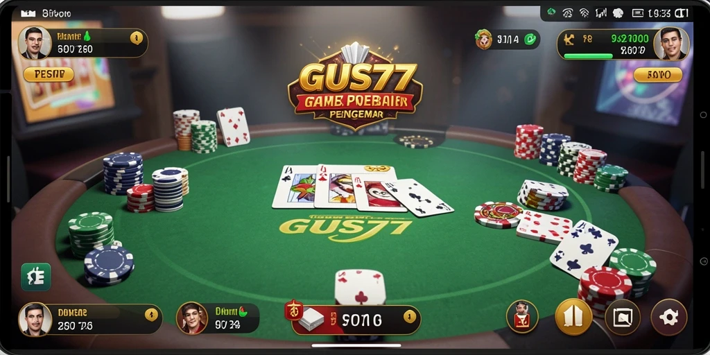 Tangkapan layar utama GUS77 yang menunjukkan permainan Poker yang menarik.