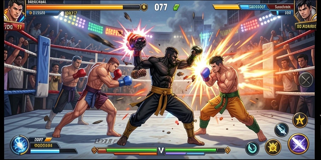 Screenshot gameplay dari IDR77 yang menunjukkan aksi pertarungan yang seru.