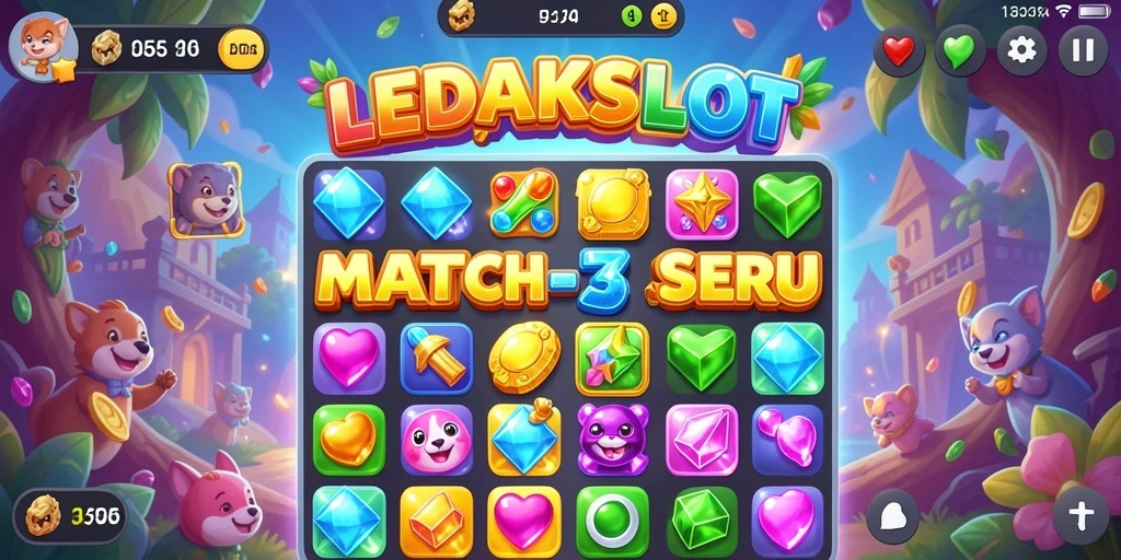 Tangkapan layar LEDAKSLOT menampilkan aksi mencocokkan elemen yang seru.