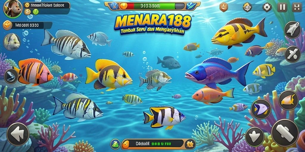 Screenshot gameplay MENARA188 dengan aksi menembak ikan yang seru.