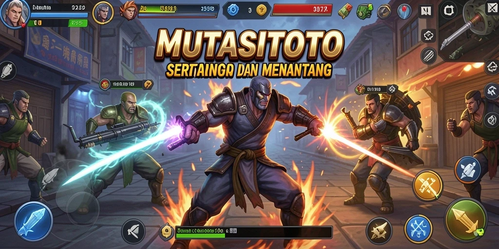 Tangkapan layar utama menunjukkan pertarungan seru dalam MUTASITOTO.