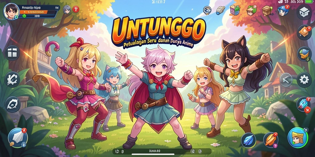 Gameplay UNTUNGGO menampilkan aksi seru karakter anime yang dinamis.