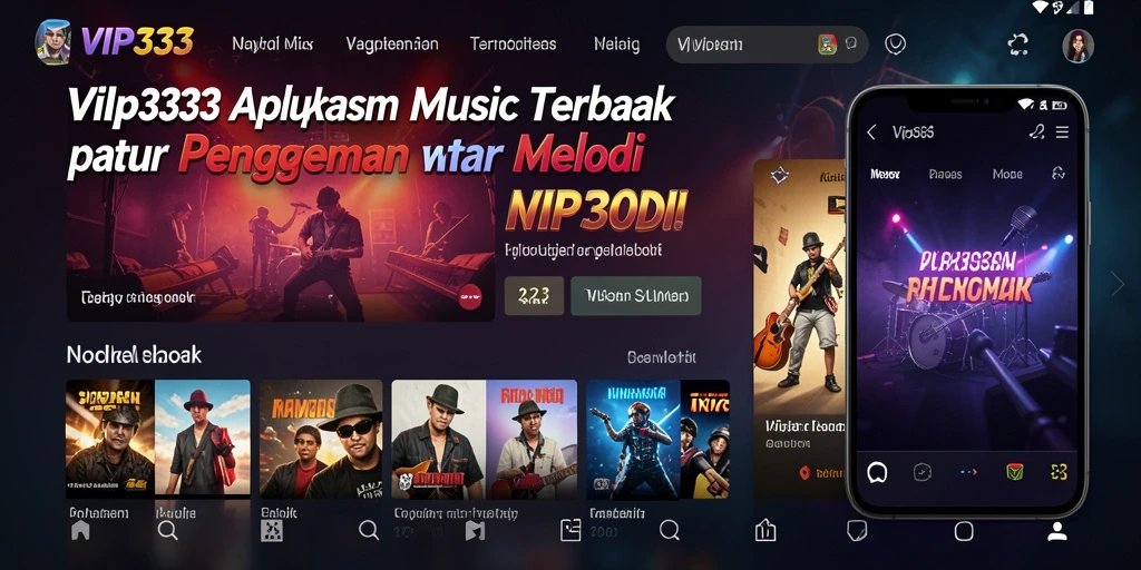 Tangkapan layar utama VIP333 menampilkan antarmuka aplikasi musik yang menarik.